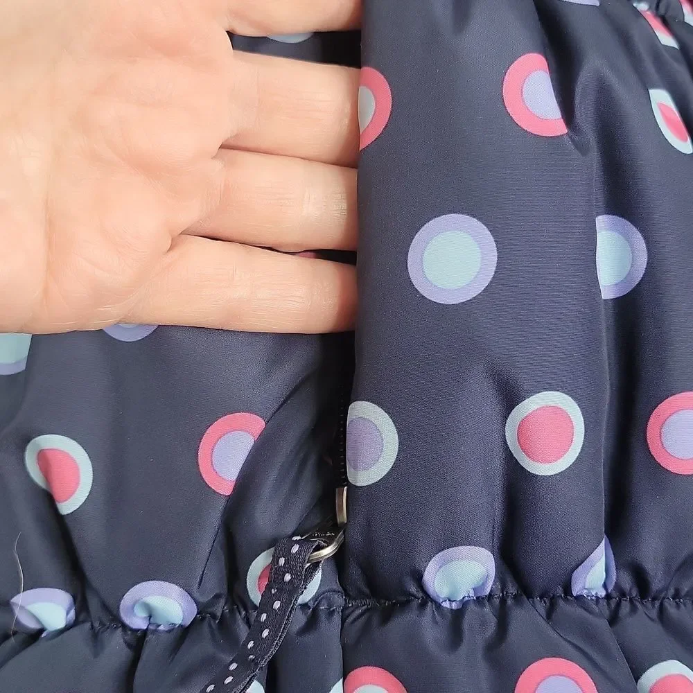 Lands'End. Blue Polka Dot Puffer Coat. Size 14. EUC